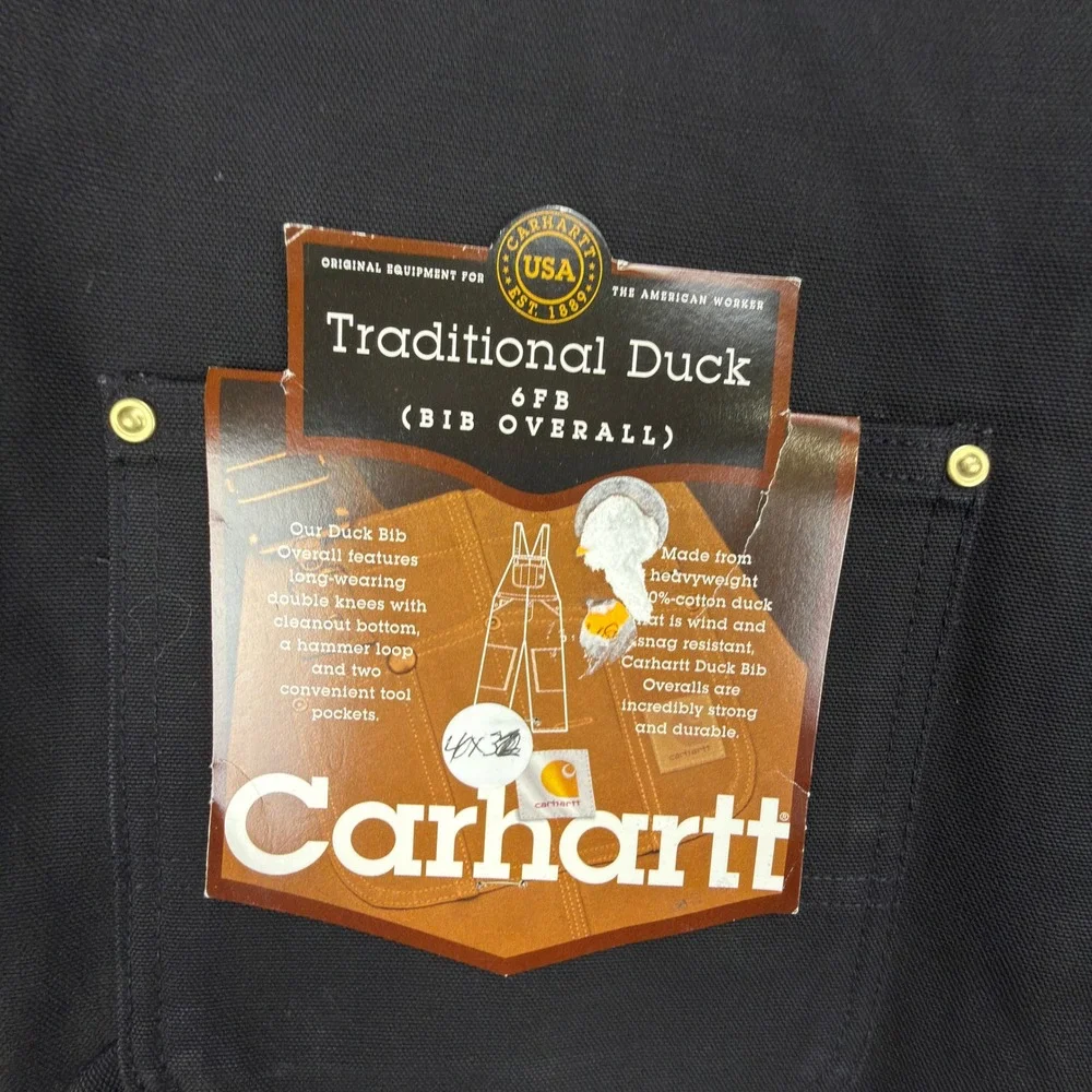 Carhartt Double Knees Duck Bibs Overalls Mens 40x32 R01 BLK Black NWT NOS READ‎